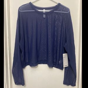 NEW Athleta Mesh Long Sleeve Royal Blue Circuit Top